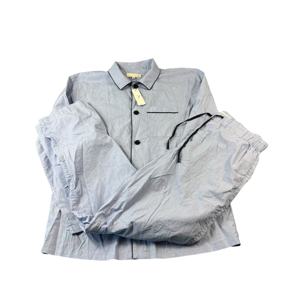 Fleur Du Mal Blue Lightweight Cotton 2 Piece Men's Pajama Size Small NWT